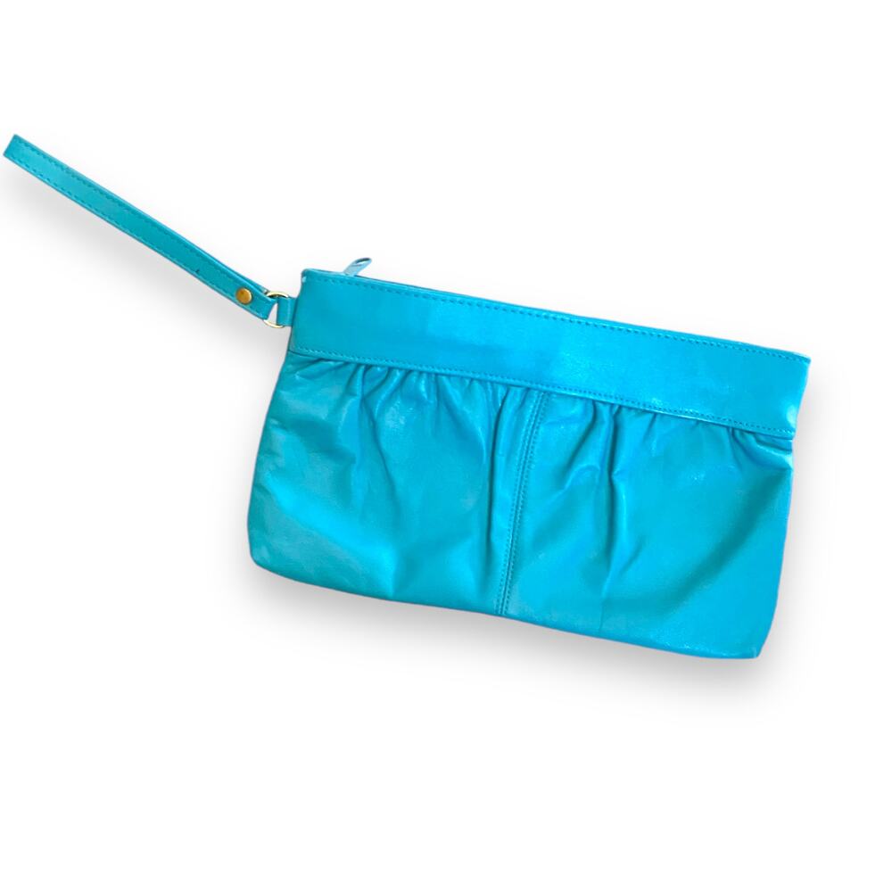Blue Wristlet Purse Turquoise Blue Zip Closure